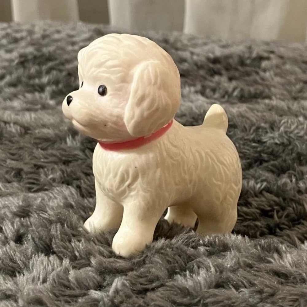 Toysmith Bitty Buddies Farm Fresh Carry-Along Critter white‎ puppy dog figurine